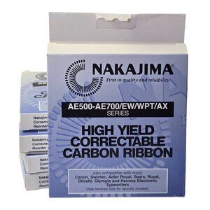 5 packs Nakajima AE-500 AE700 Correctable Carbon Ribbons Typewriter Ink NOS